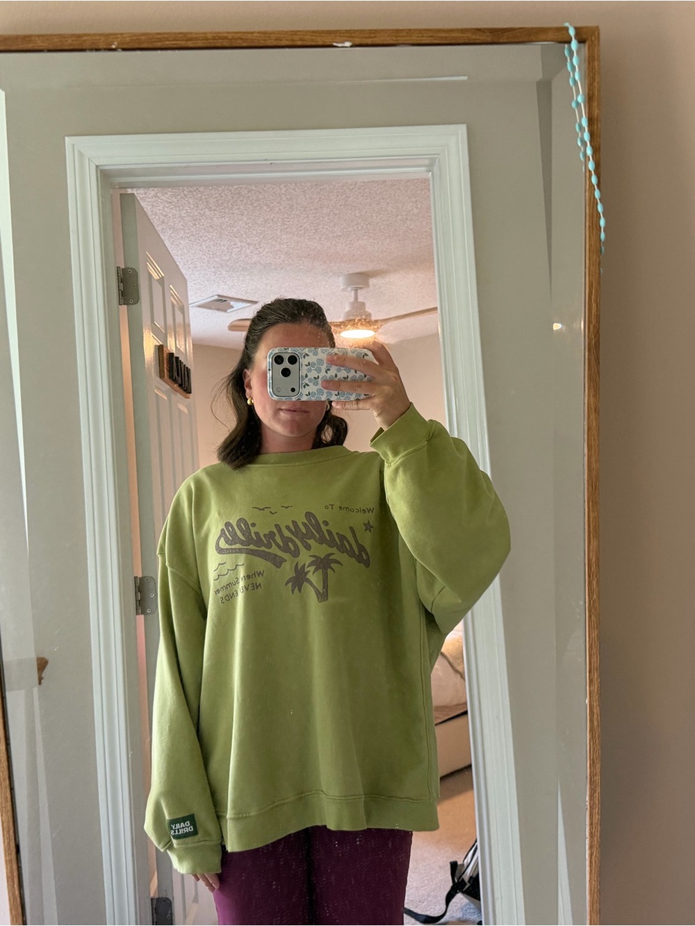 Daily Drills Olive Green Graphic Pullover Sweatshirt